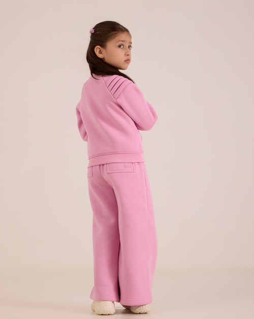 Two-piece sweatshirt and flared trouser set