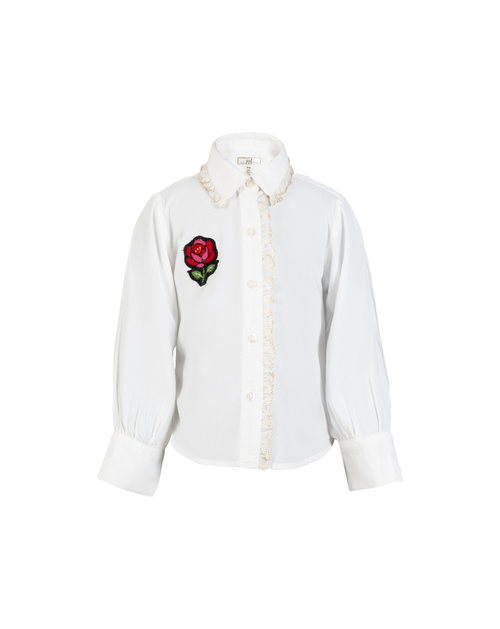 Rose embroidered lace shirt