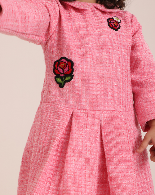 Pleated tweed dress