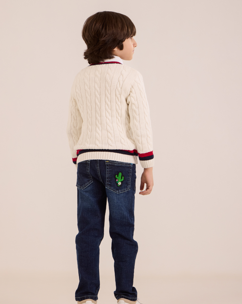Elastic Waist Straight Jeans