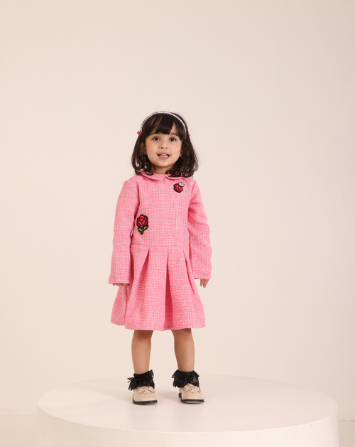 Pleated tweed dress