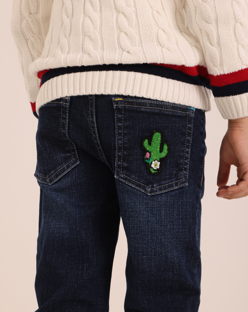 Elastic Waist Straight Jeans