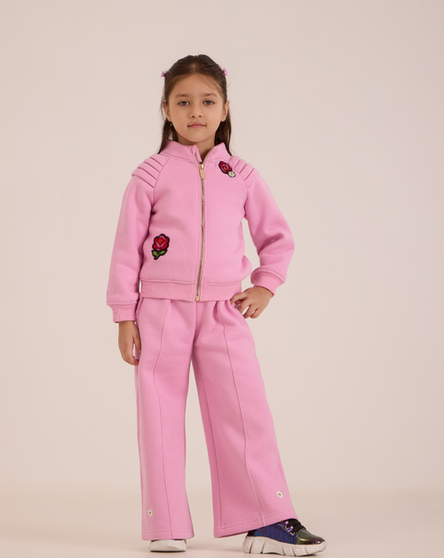 Two-piece sweatshirt and flared trouser set