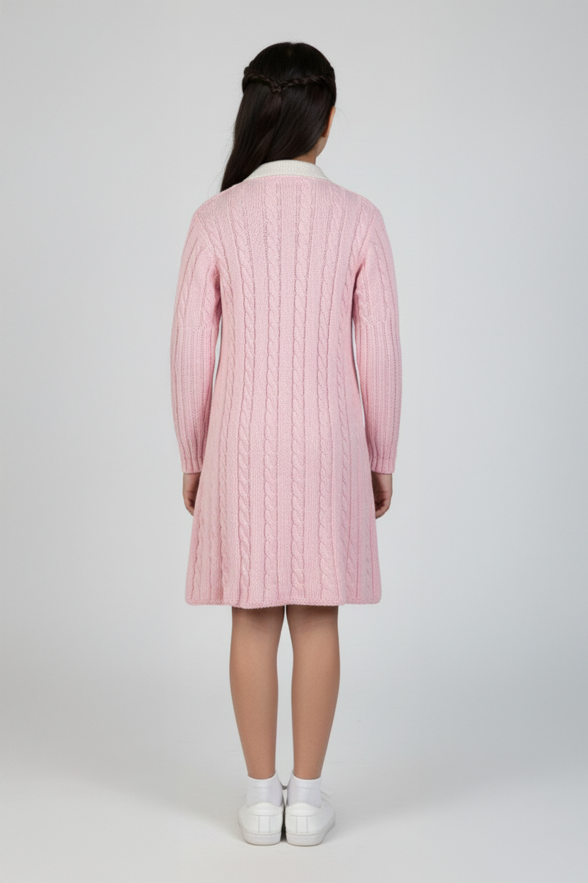 Cable knit jumper dress with rose