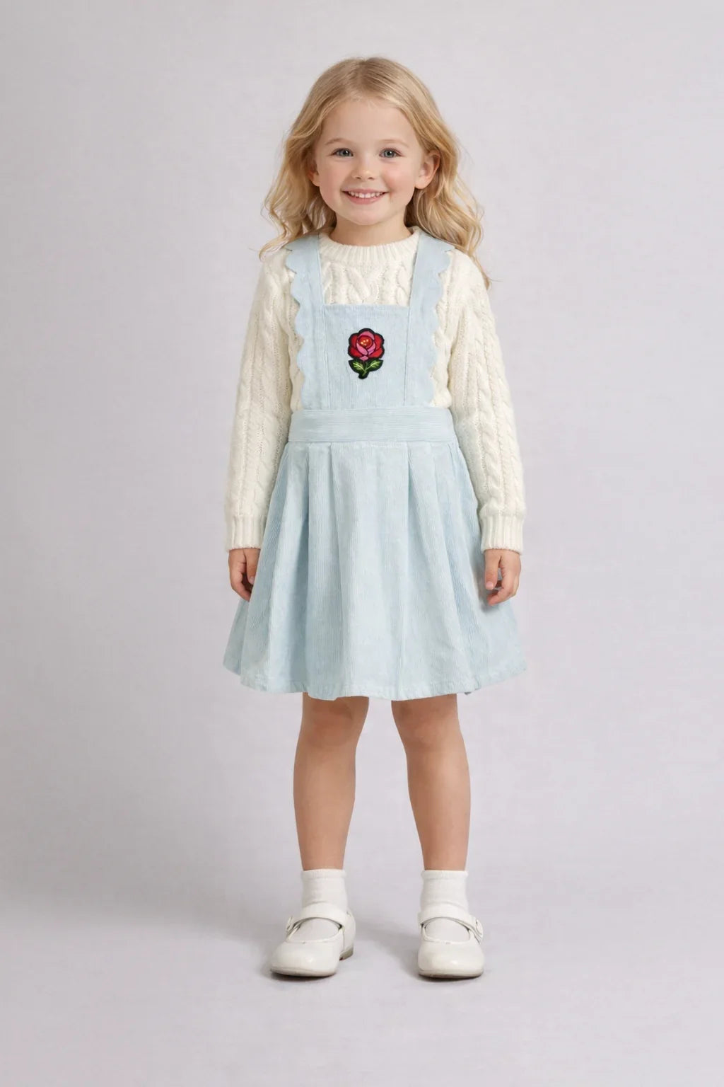 Pleated Rose Pinafore Dress