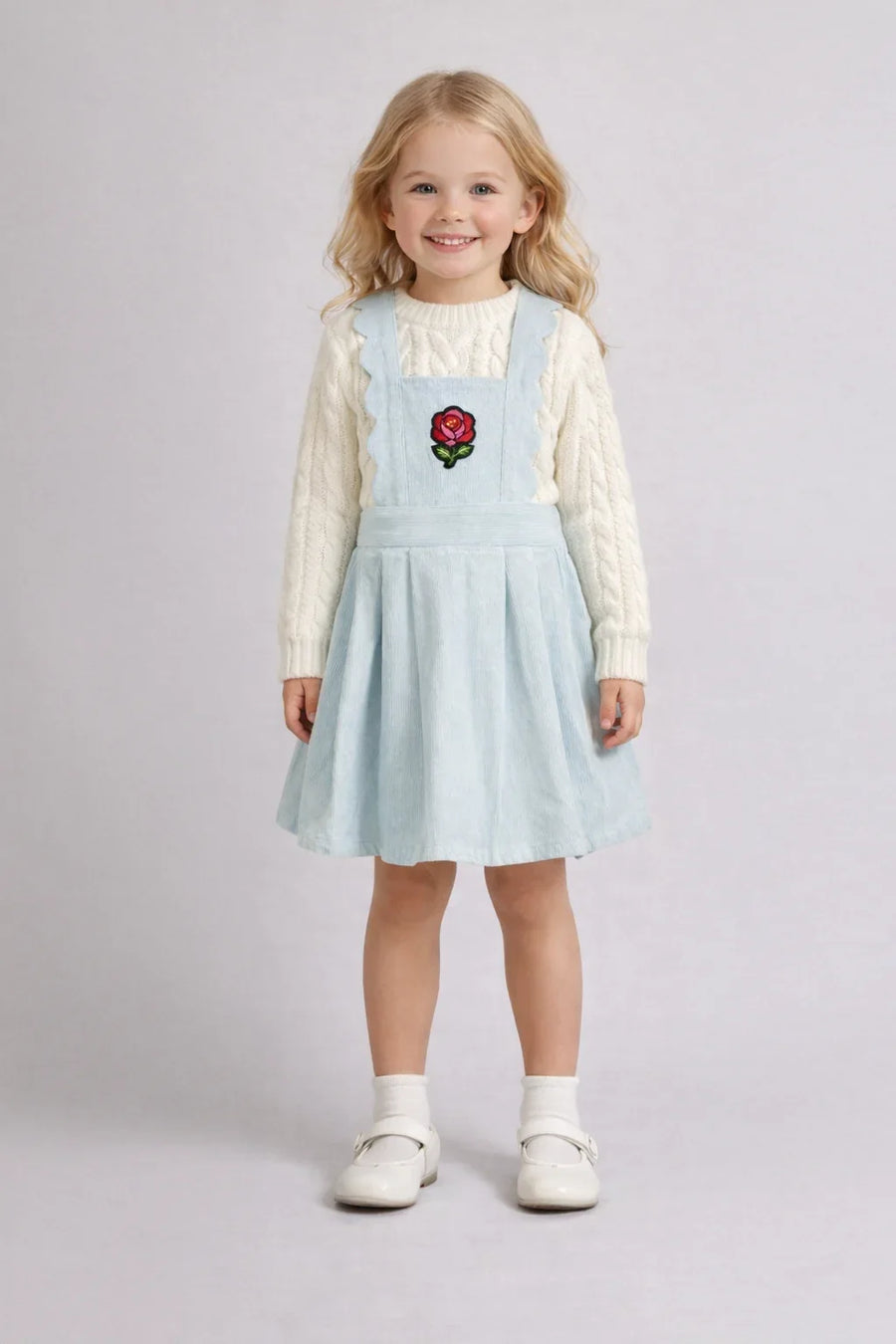 Pleated Rose Pinafore Dress