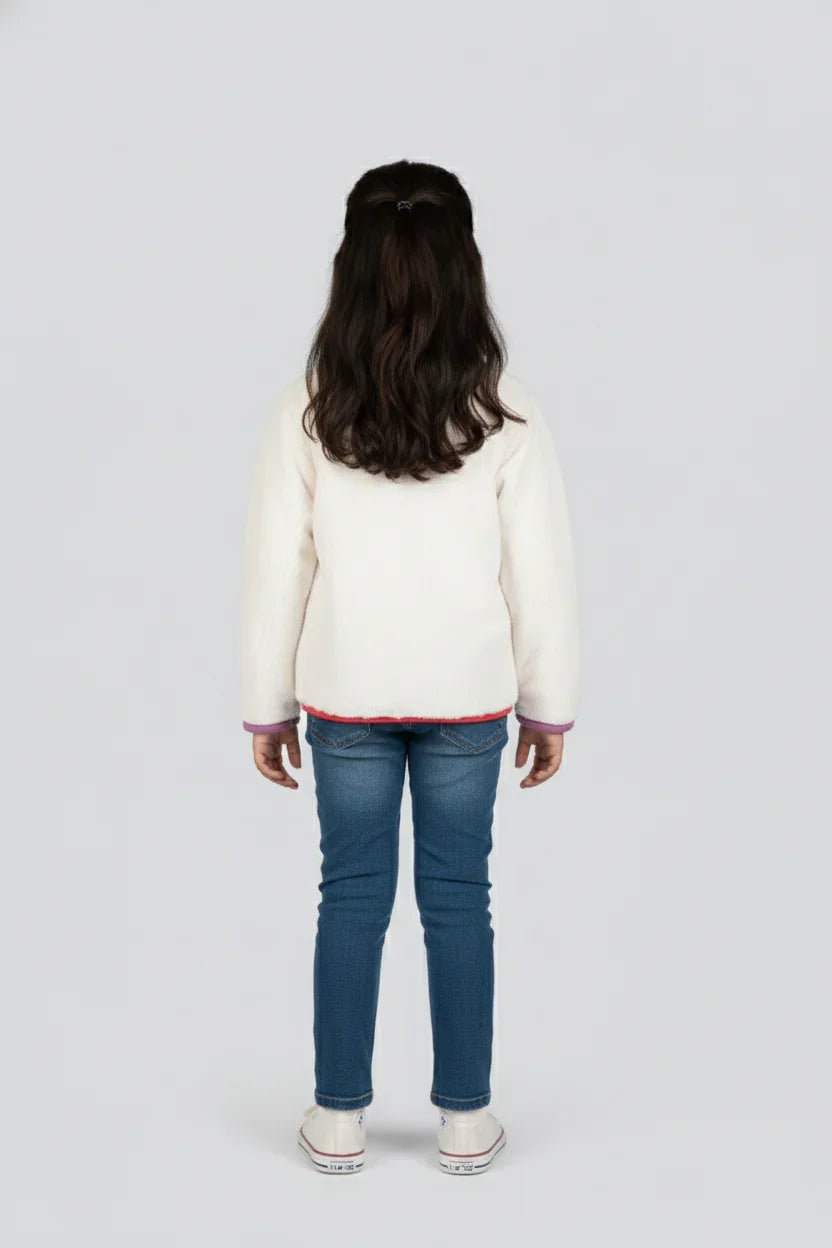 Girls zip-top fur jumper