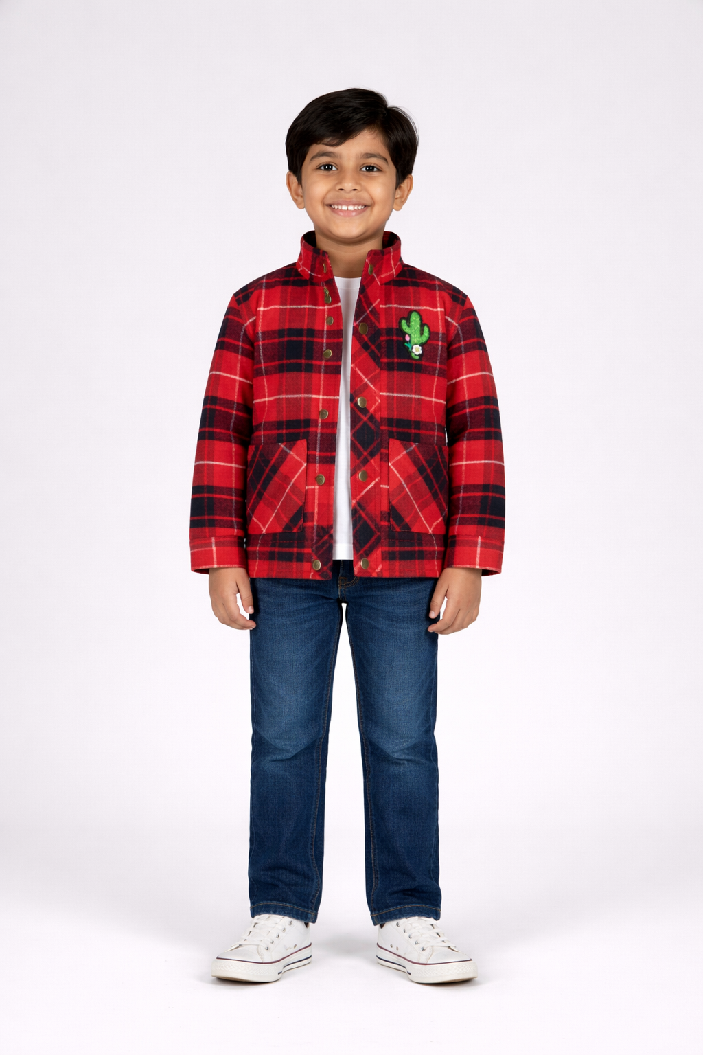 Boys Red plaid shirt jacket