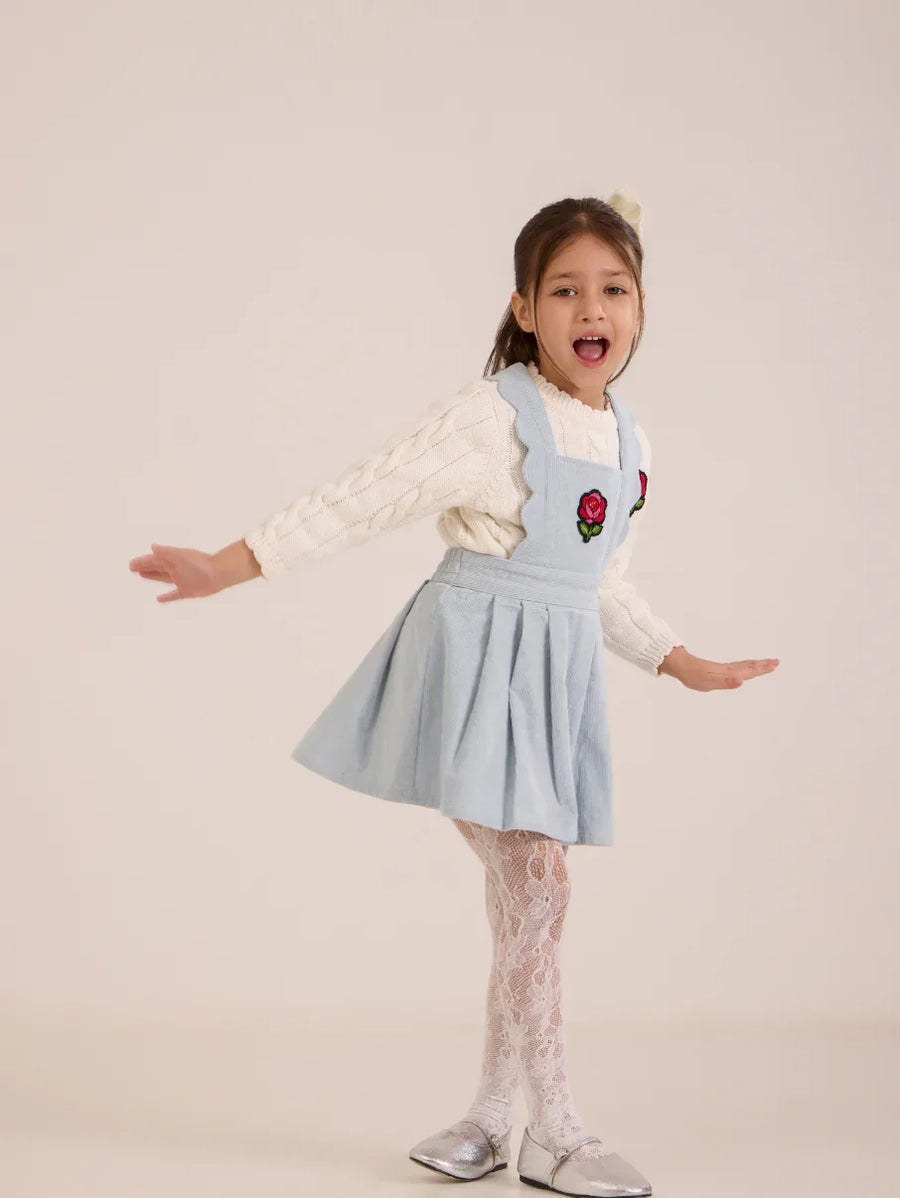 Pleated Rose Pinafore Dress