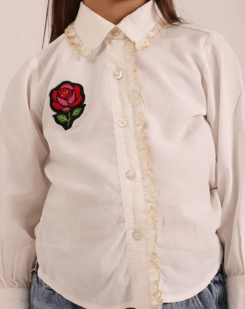 Rose Embroidered Lace Shirt - Wuh&Dird