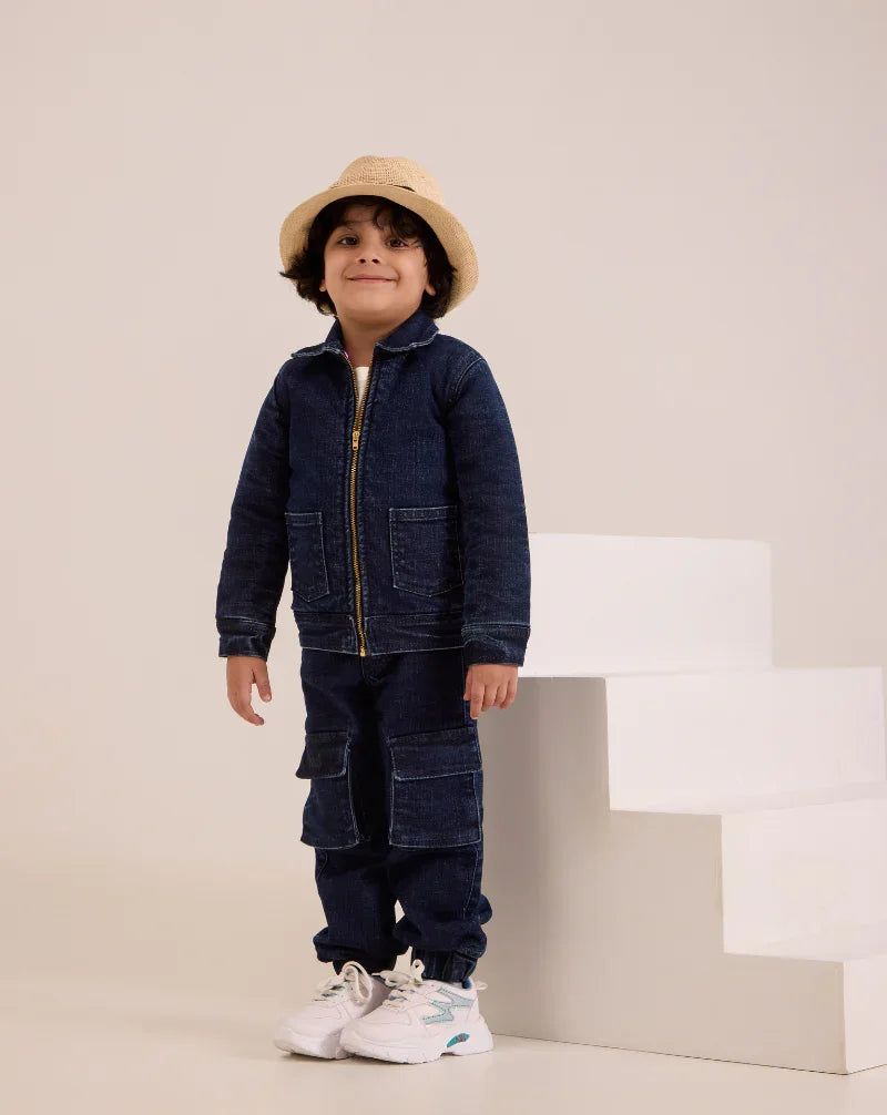 Cactus padded denim bomber jacket and cargo jogger set