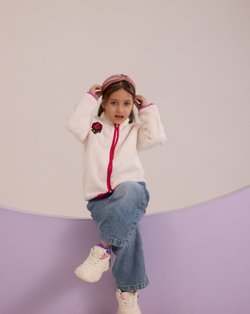 Girls zip-top fur jumper