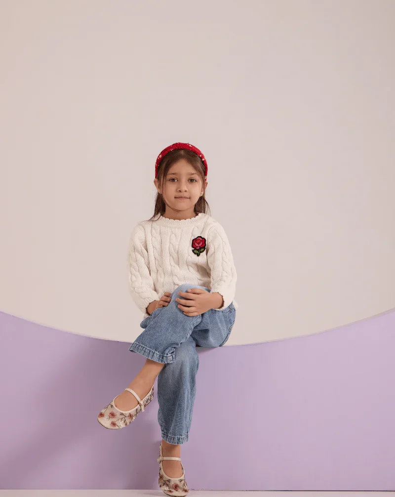 Girls Cable Knit Sweater - Wuh&Dird