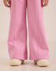 Fleece flared trousers with flower embroidery