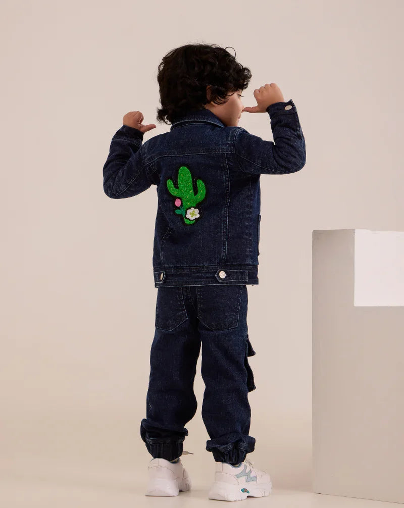 Cactus padded denim bomber jacket and cargo jogger set