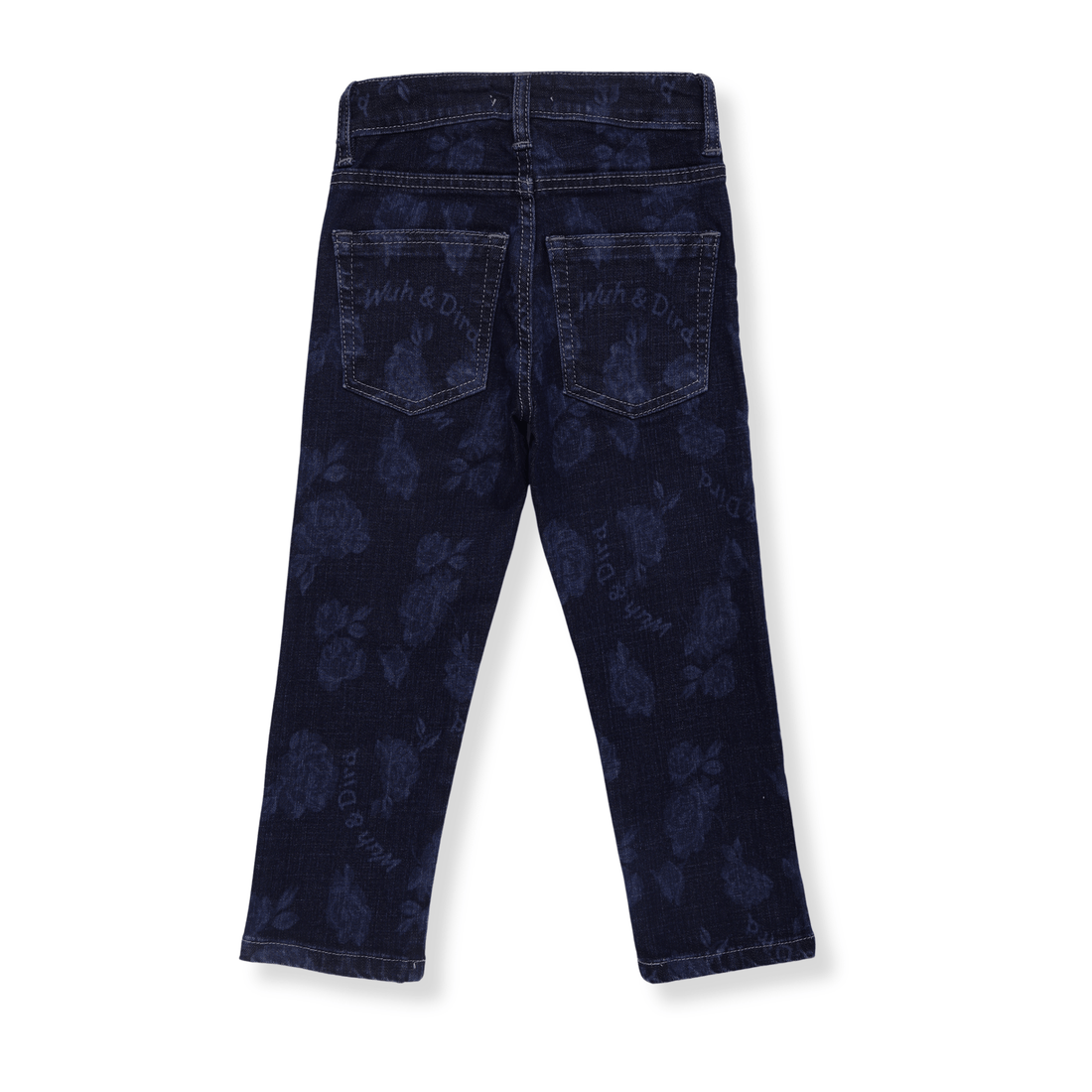 Elastic Waist Jeans with Roses - Wuh&Dird