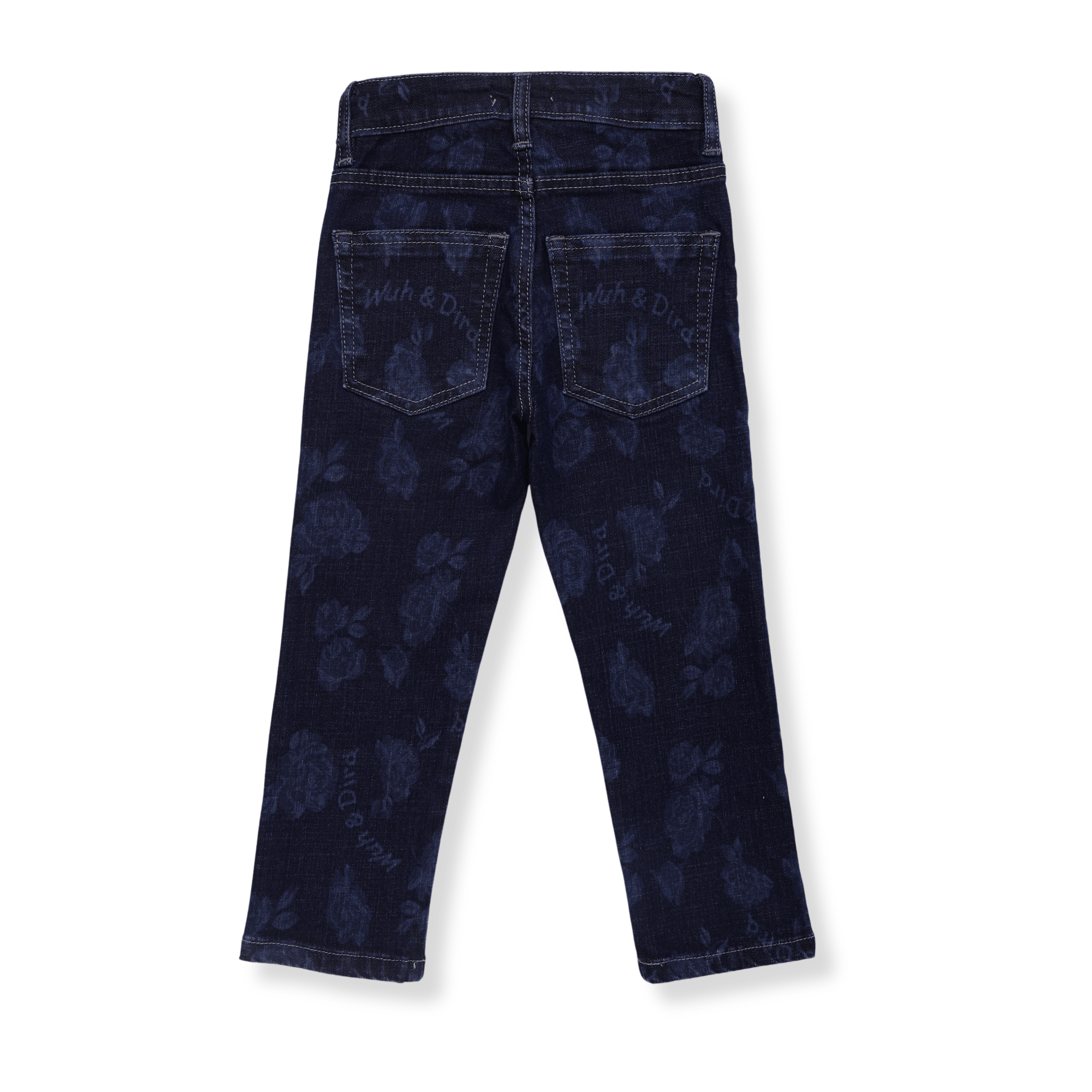 Elastic Waist Jeans with Roses - Wuh&Dird