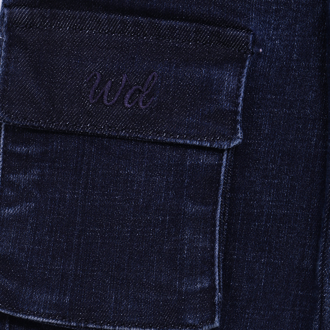 Padded Denim Cargo Set with Cactus Embroidery