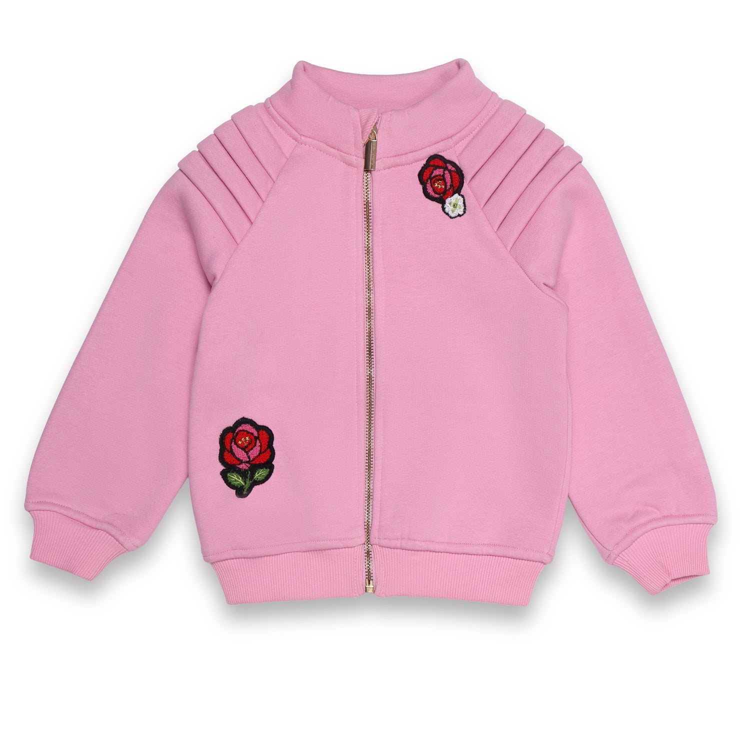 Fleece sweatshirt with rose embroidery