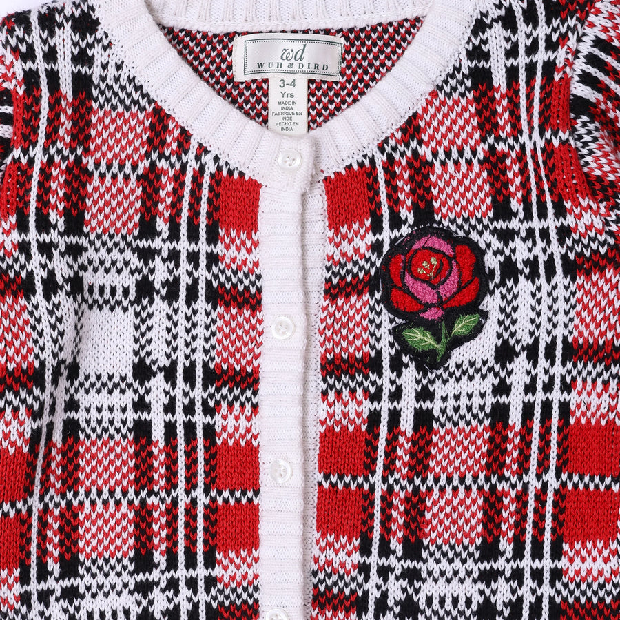 Tartan Wool Cardigan and Skirt Set