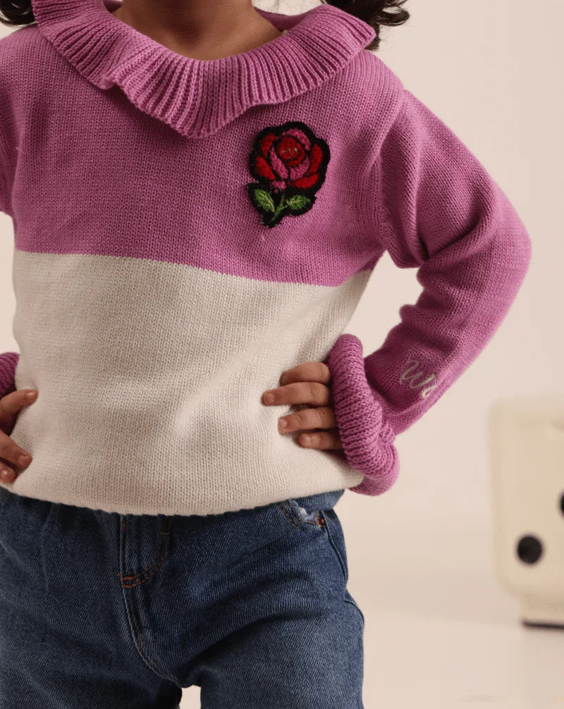 Rose Knitted Dual Color Sweater - Wuh&Dird