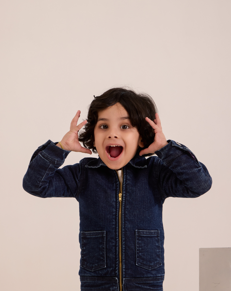 Cactus zip-up padded denim bomber jacket