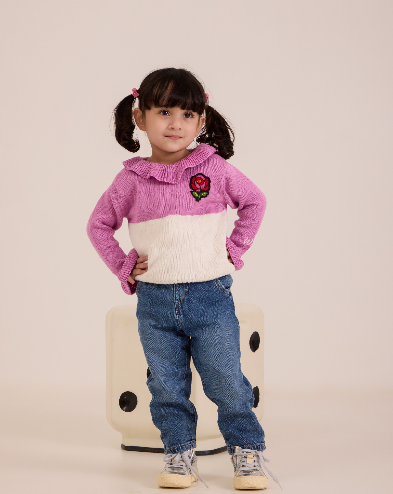 Rose Knitted Dual Color Sweater