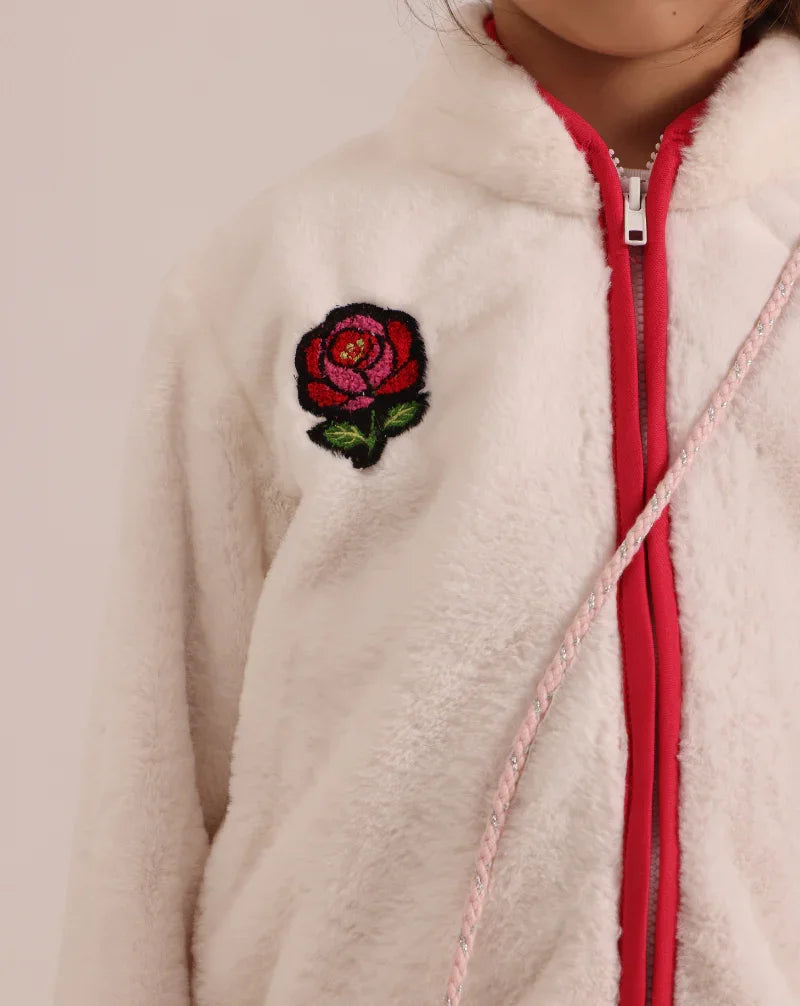 Girls zip-top fur jumper