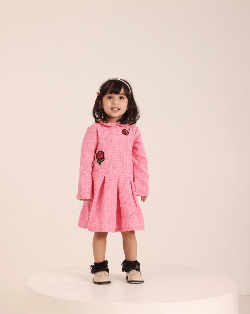 Pleated Tweed Dress - Wuh&Dird