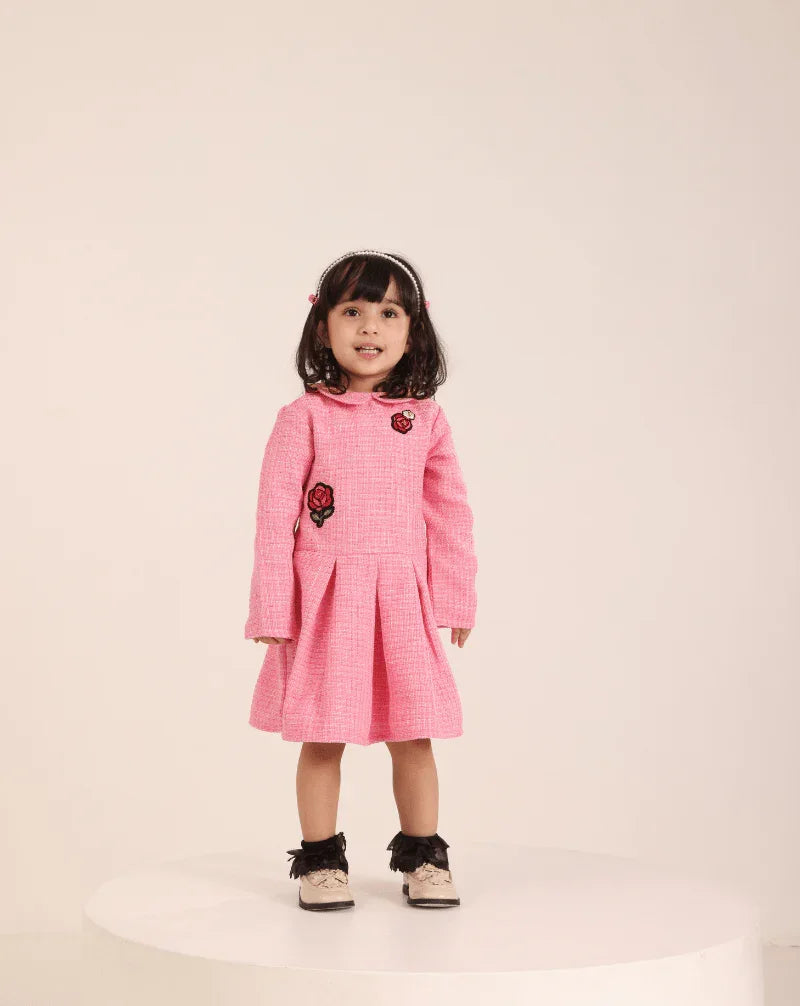 Pleated Tweed Dress - Wuh&Dird