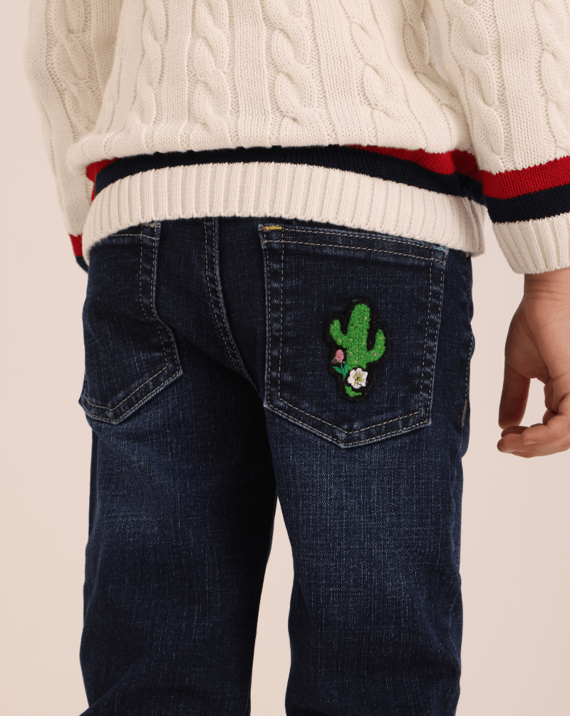 Elastic Waist Straight Jeans - Wuh&Dird