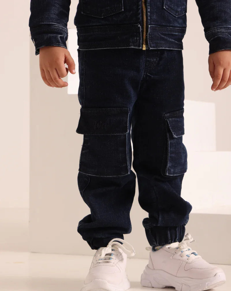 Cactus padded denim bomber jacket and cargo jogger set