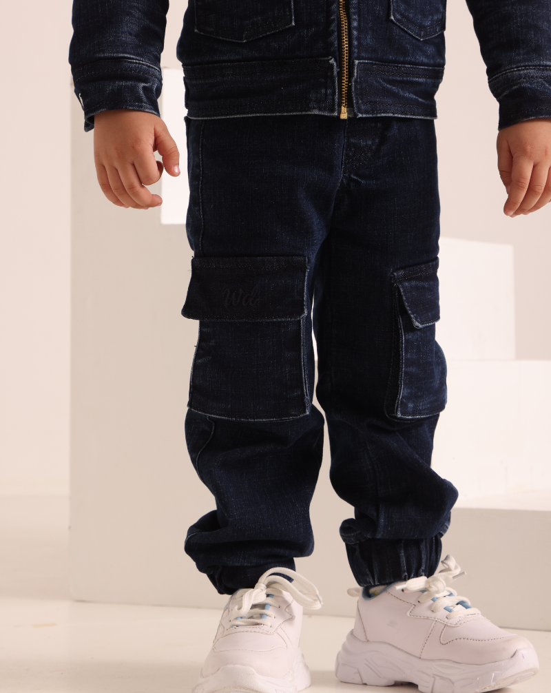 Cactus Zip-up Collar Padded Denim Jacket and Cargo Pants