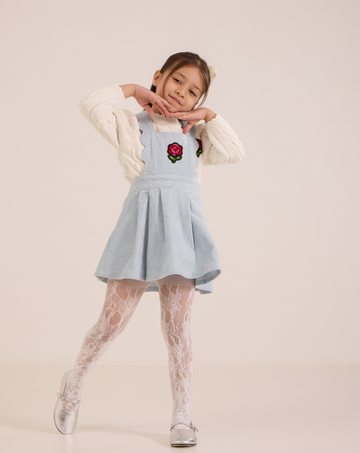 Pleated Rose Pinafore Dress