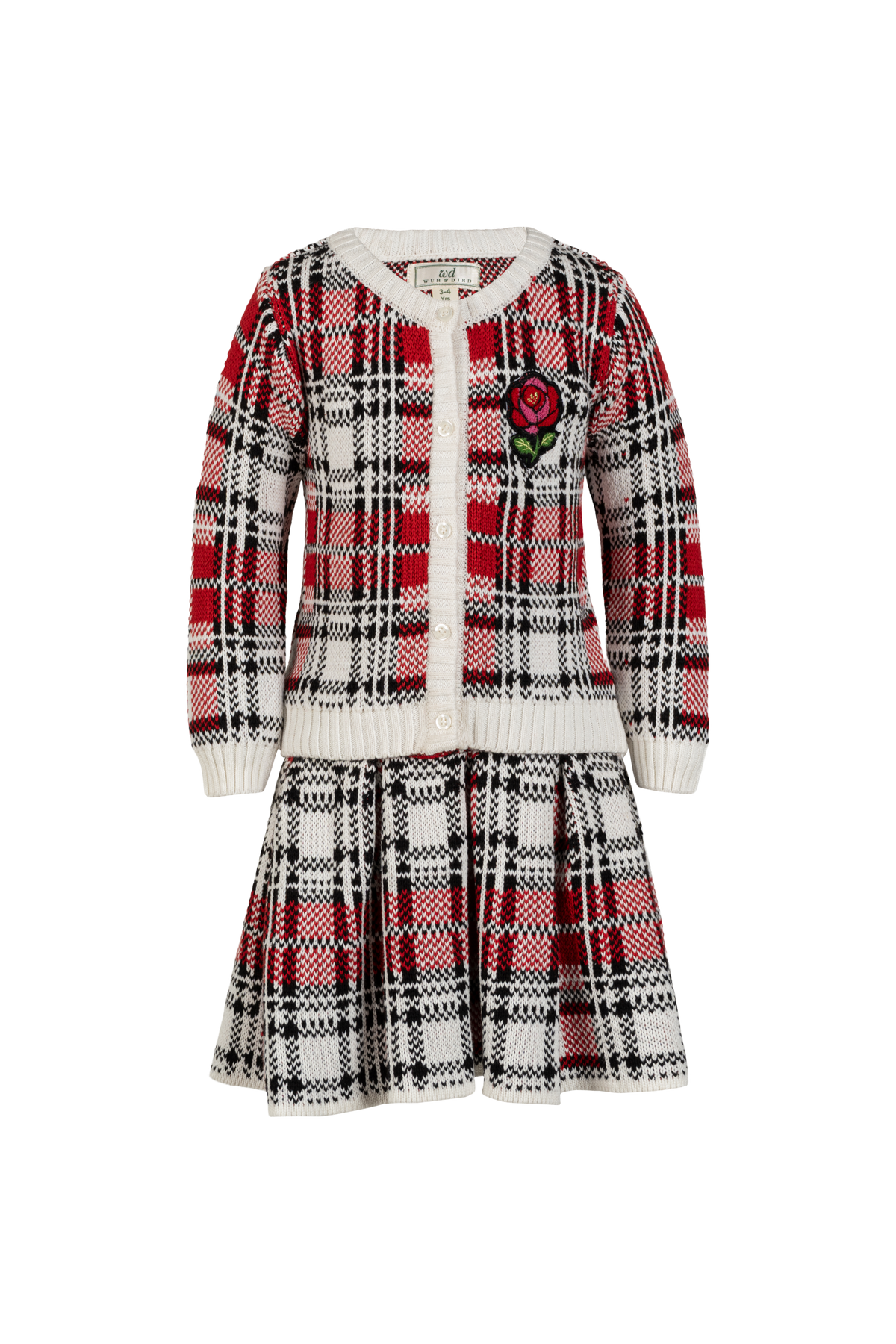 Tartan Wool Cardigan and Skirt Set