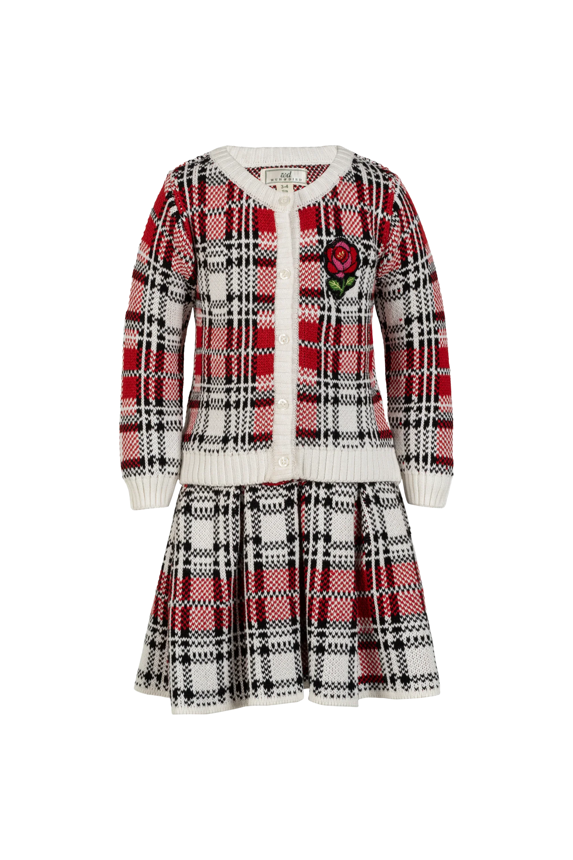 Tartan Wool Cardigan and Skirt Set
