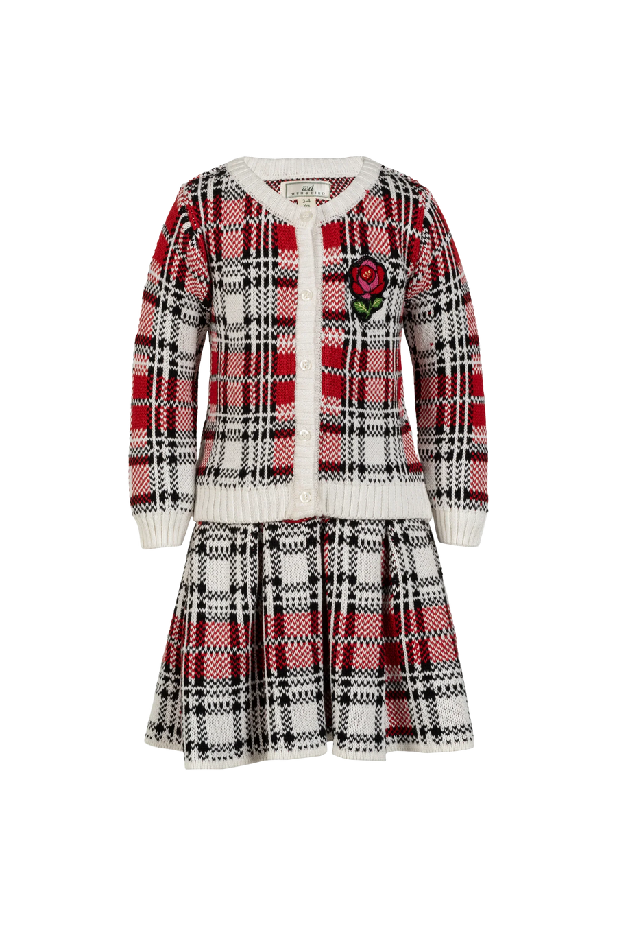 Tartan Wool Cardigan and Skirt Set