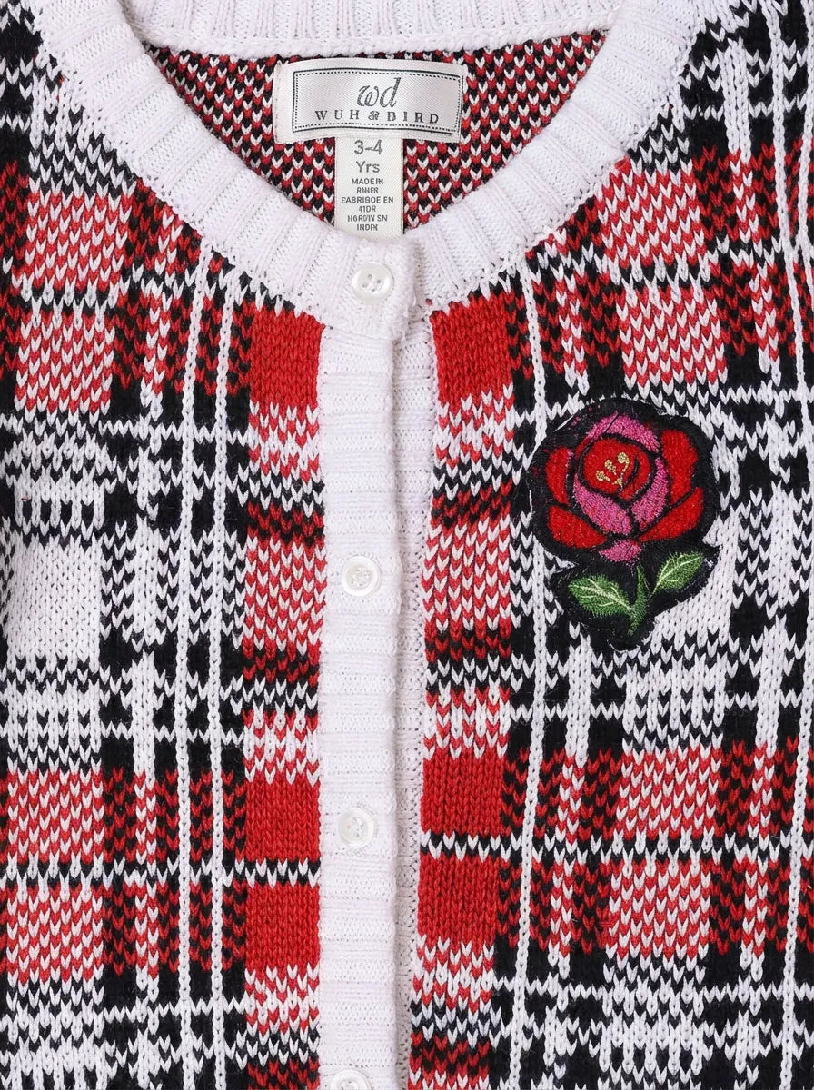 Girls Tartan wool button down cardigan