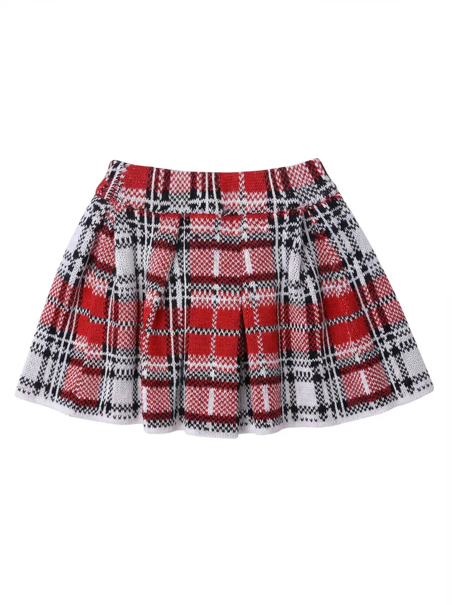 Tartan wool skirt with adjustable waist