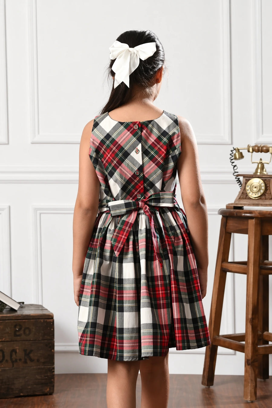 Girls Tartan Plaid Cotton Poplin Dress Summer Wuh&Dird Girls Tartan Plaid Cotton Poplin Dress Summer Wuh&Dird
