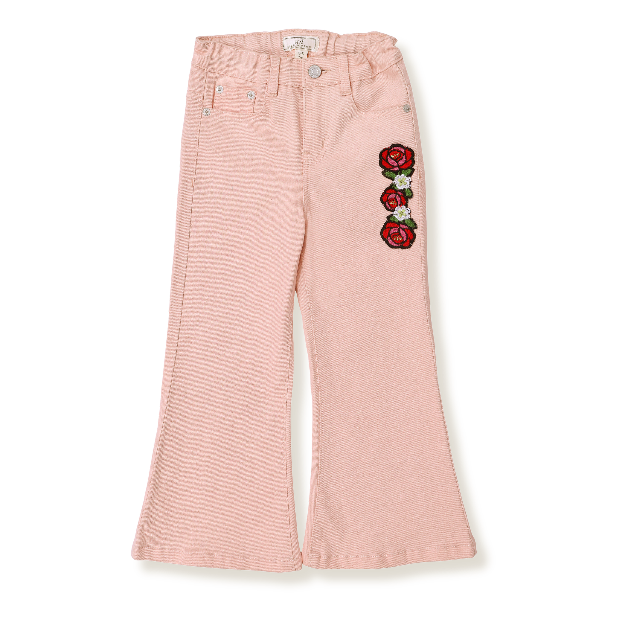 Embroidered Denim Flared Pants