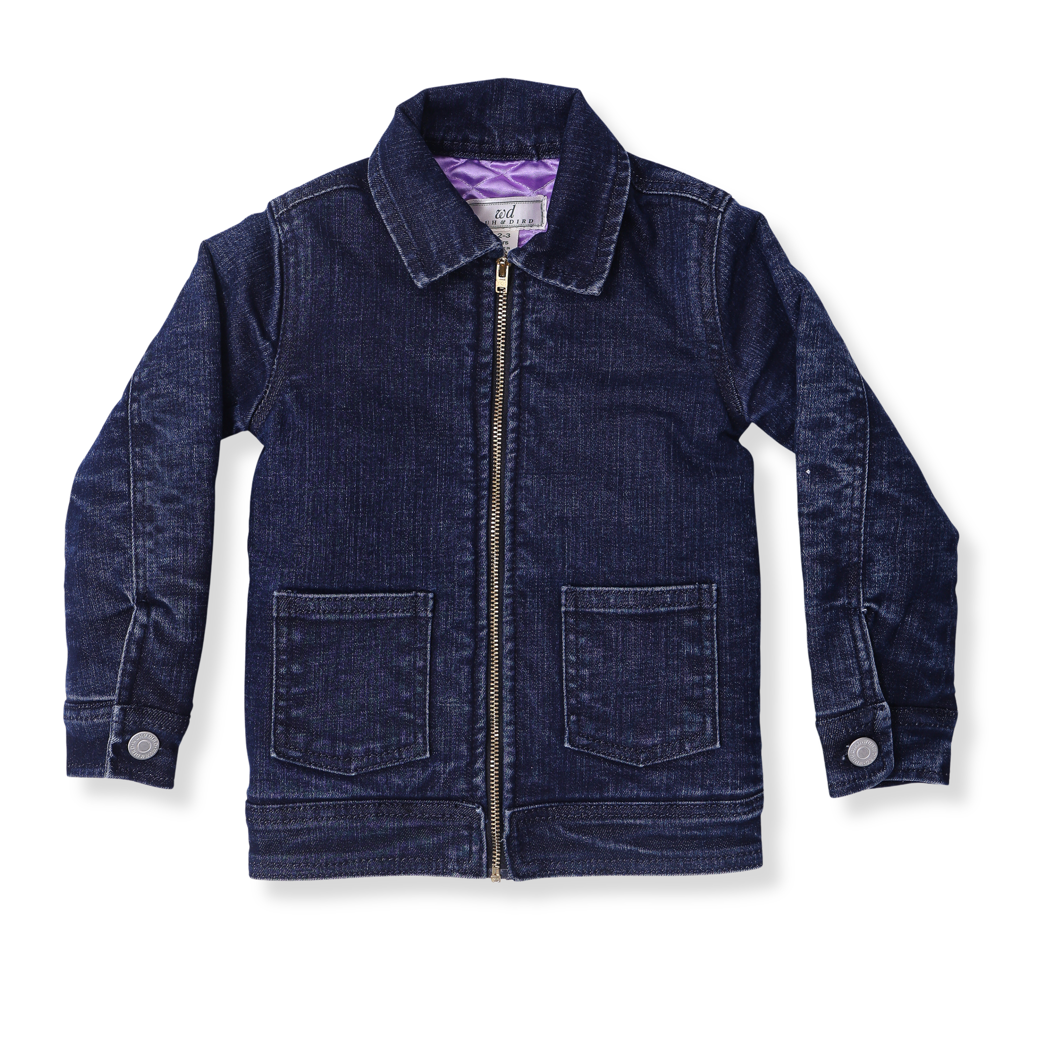 Cactus zip-up padded denim bomber jacket