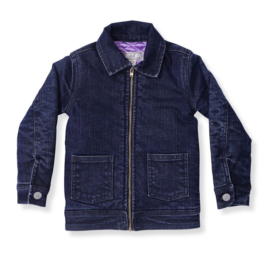 Cactus zip-up padded denim bomber jacket