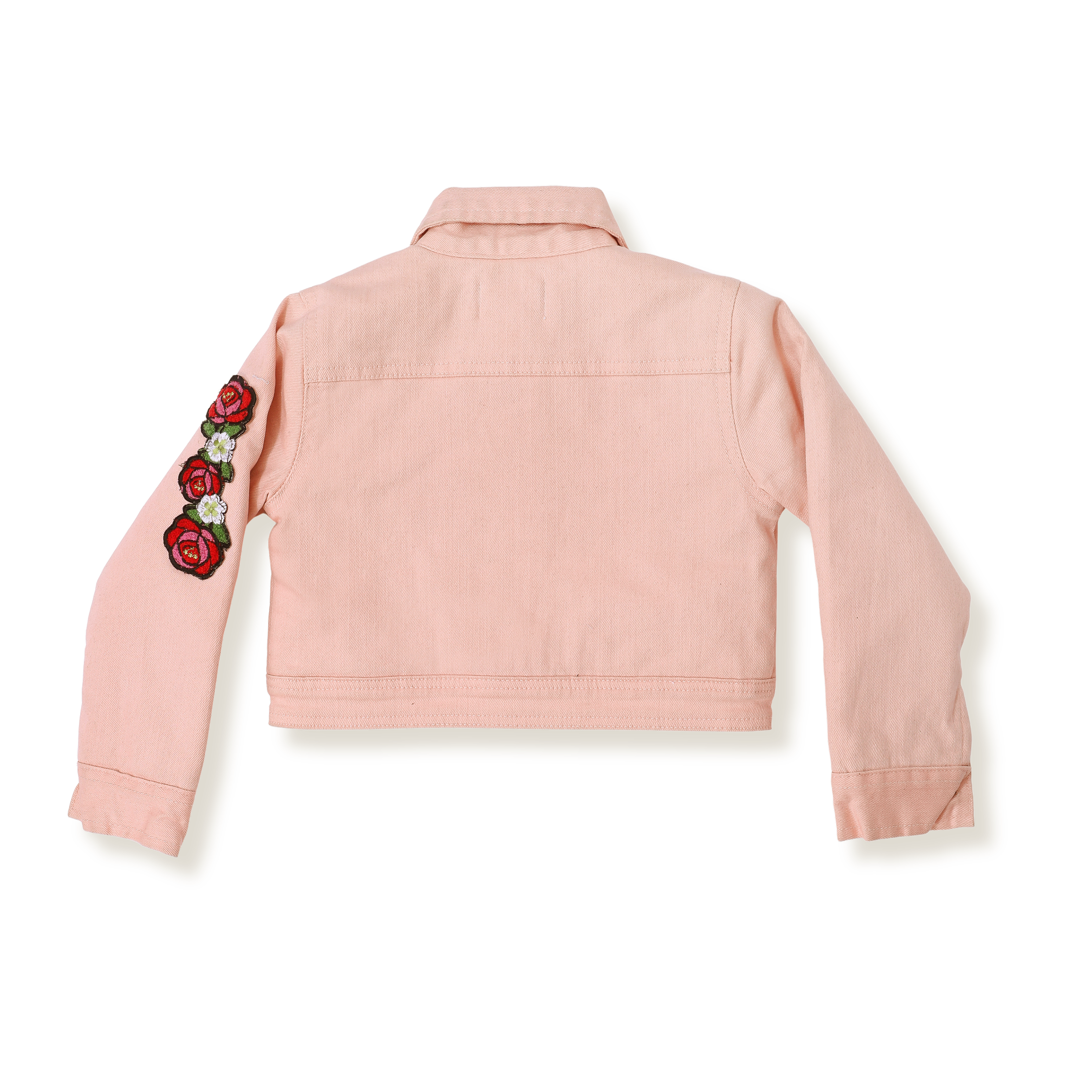 Embroidered Padded Cropped Denim Jacket