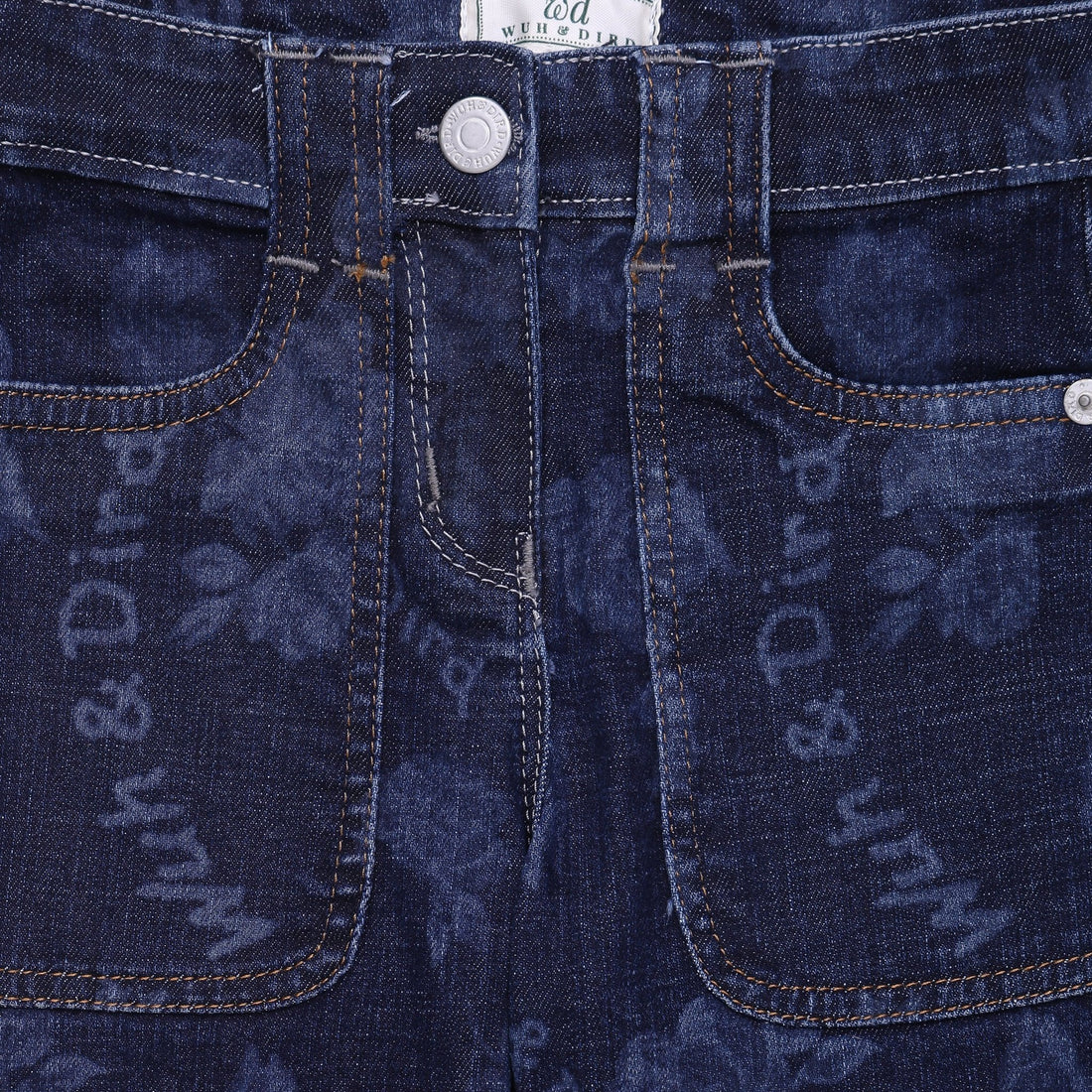 Elastic Waist Jeans with Roses - Wuh&Dird