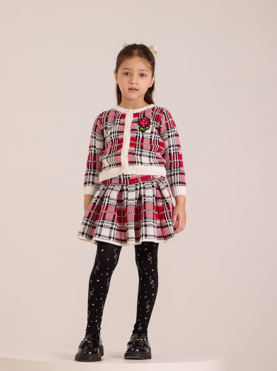 Tartan wool skirt with adjustable waist