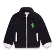 Front Zip Fleece Sweatshirt with Cactus Embroidery