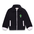 Front Zip Fleece Sweatshirt with Cactus Embroidery