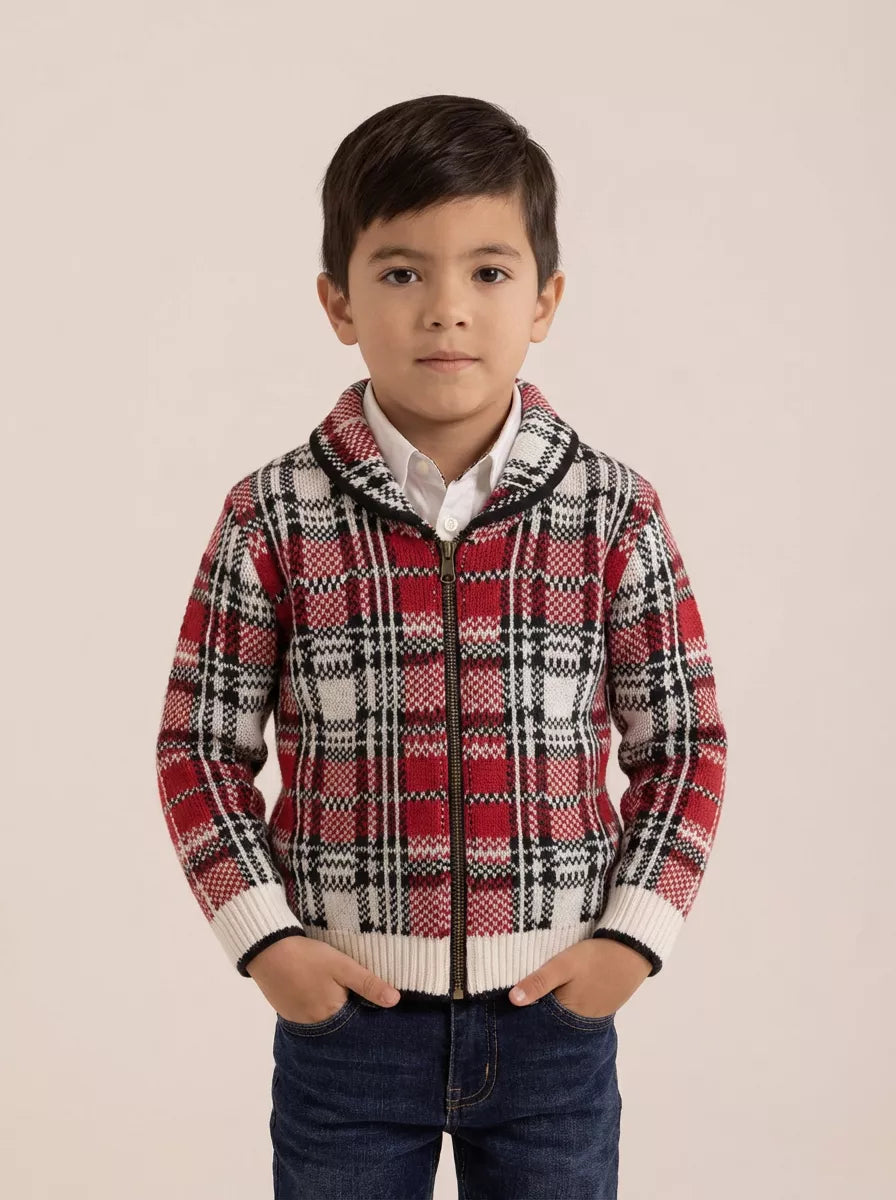 Boys Tartan Wool Sweater