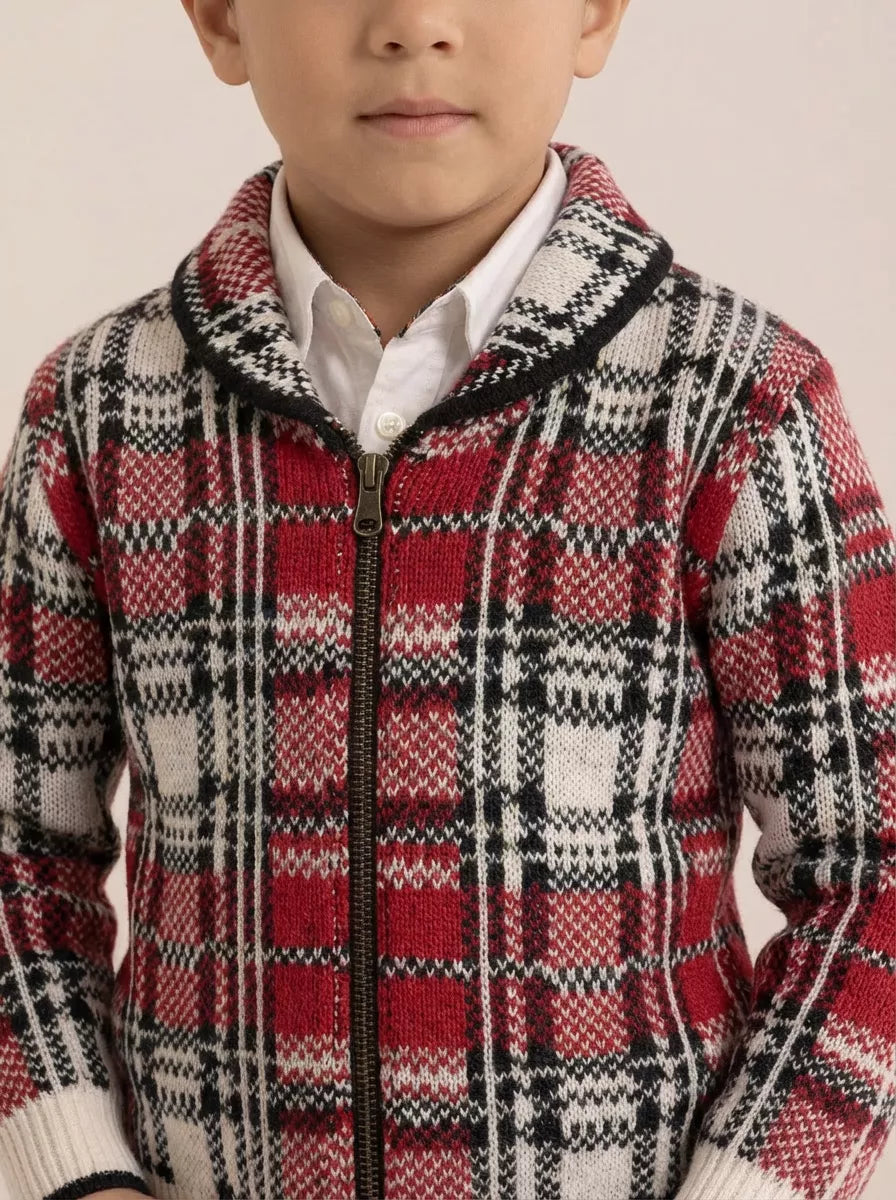 Boys Tartan Wool Sweater